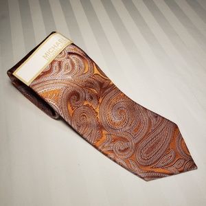 NWT Michael Kors Orange Paisley Tie